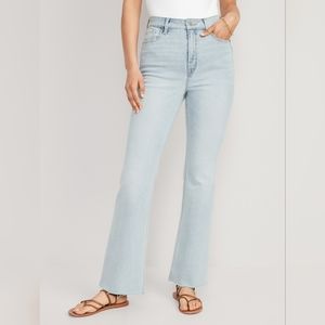 Old Navy Higher High-Waisted Cut-Off Flare Jeans 12 Castor